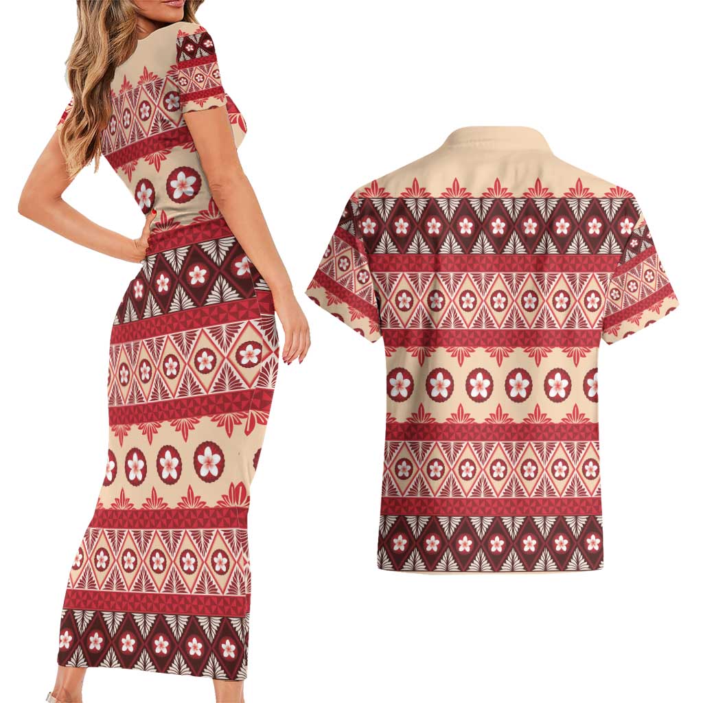 Tonga Language Week Couples Matching Short Sleeve Bodycon Dress and Hawaiian Shirt Lea Faka-Tonga Everyday - Polynesian Pride