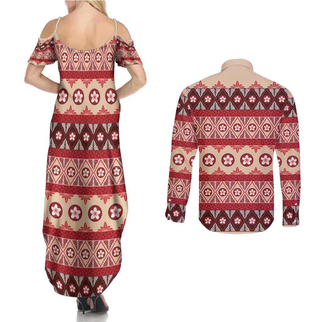 Tonga Language Week Couples Matching Summer Maxi Dress and Long Sleeve Button Shirt Lea Faka-Tonga Everyday - Polynesian Pride