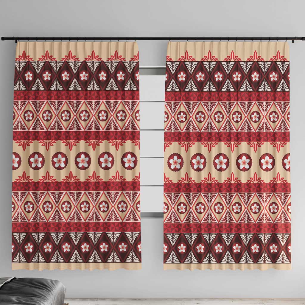 Tonga Language Week Window Curtain Lea Faka-Tonga Everyday LT05 With Hooks Beige - Polynesian Pride