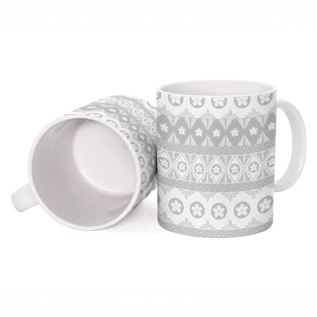 Tonga White Sunday Ceramic Mug Tongan Ngatu Siale Pattern - Polynesian Pride