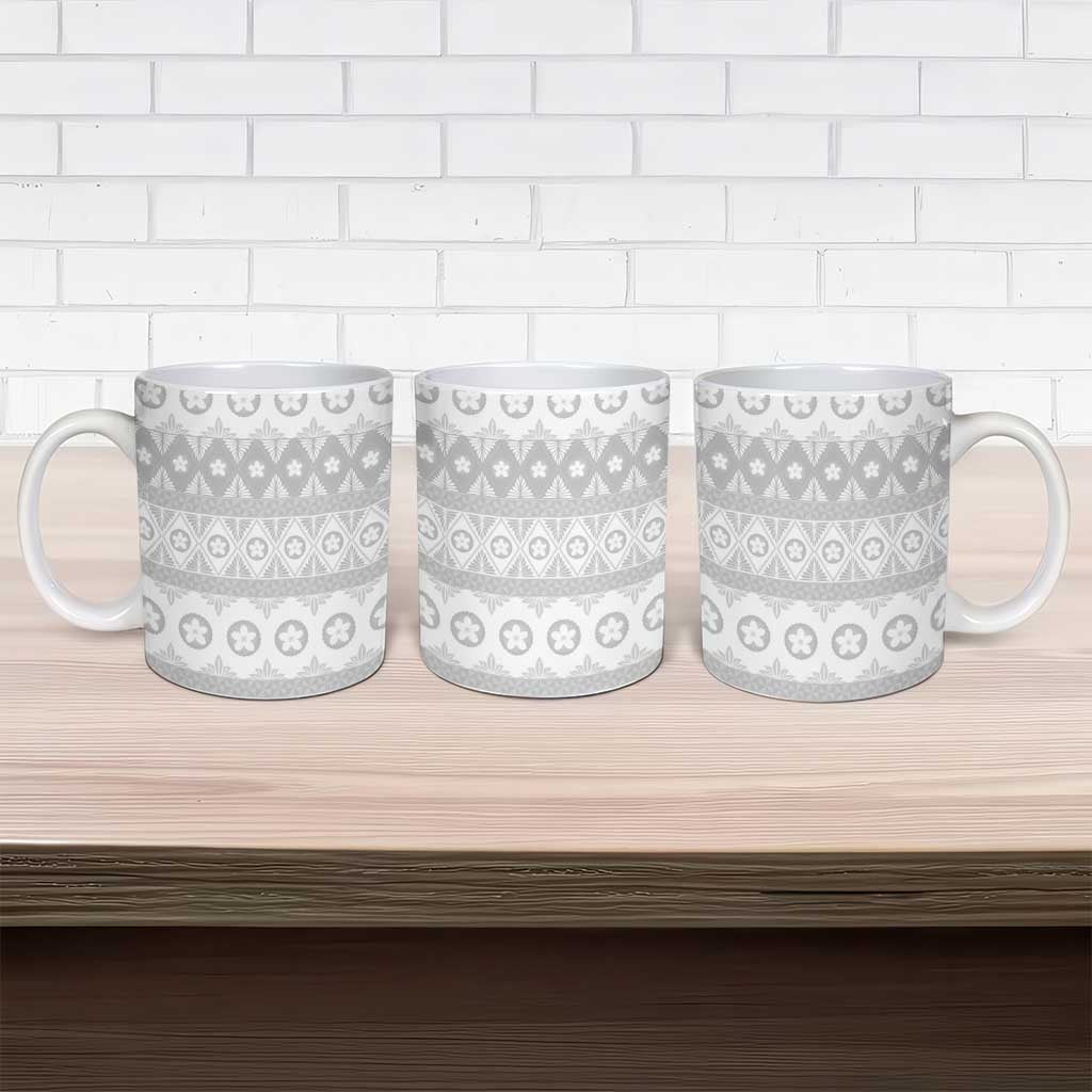 Tonga White Sunday Ceramic Mug Tongan Ngatu Siale Pattern - Polynesian Pride