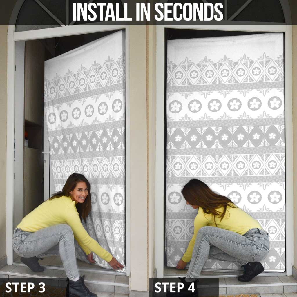 Tonga White Sunday Door Cover Tongan Ngatu Siale Pattern - Polynesian Pride