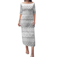 Tonga White Sunday Family Matching Puletasi and Hawaiian Shirt Tongan Ngatu Siale Pattern - Polynesian Pride