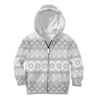 Tonga White Sunday Kid Hoodie Tongan Ngatu Siale Pattern - Polynesian Pride