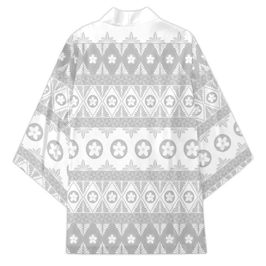 Tonga White Sunday Kimono Tongan Ngatu Siale Pattern - Polynesian Pride