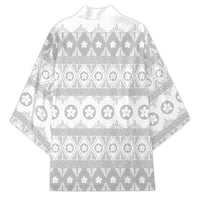 Tonga White Sunday Kimono Tongan Ngatu Siale Pattern - Polynesian Pride