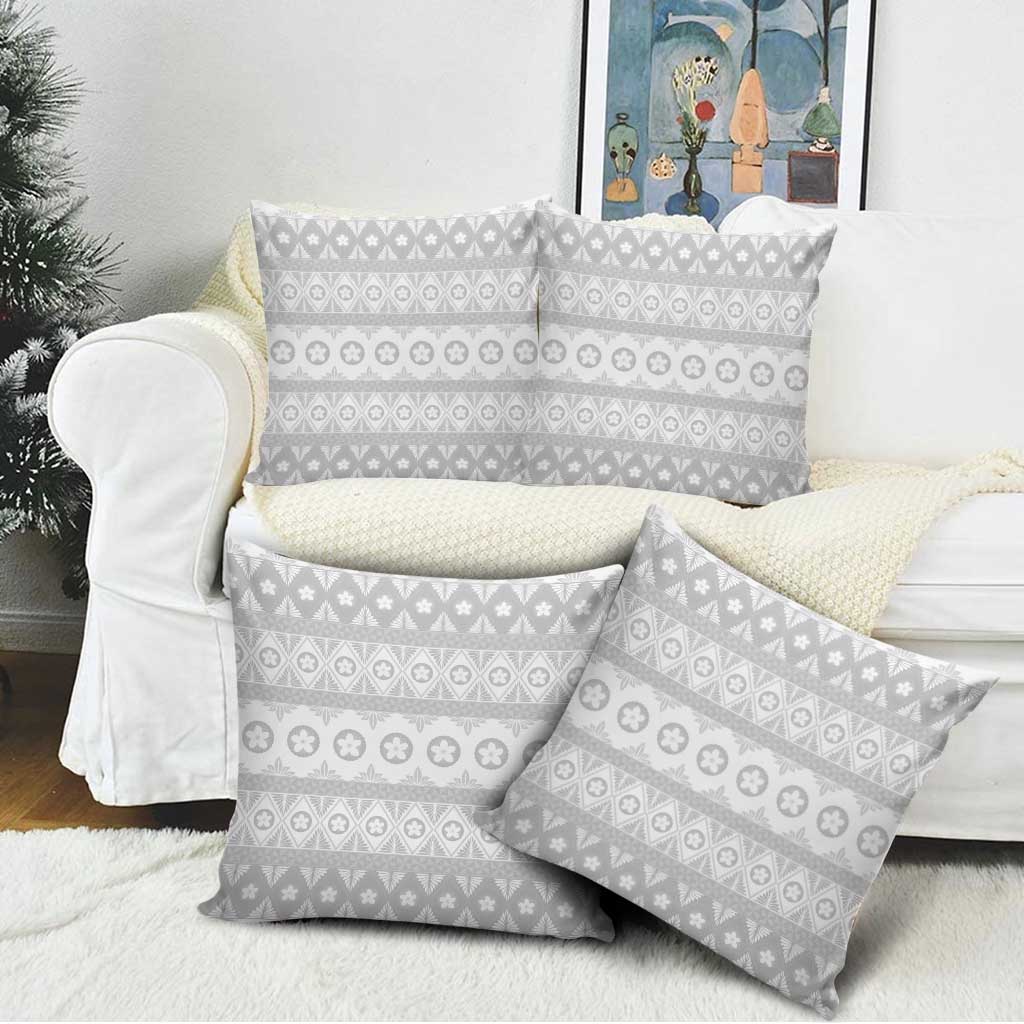 Tonga White Sunday Pillow Cover Tongan Ngatu Siale Pattern - Polynesian Pride