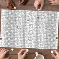 Tonga White Sunday Puzzle Tongan Ngatu Siale Pattern - Polynesian Pride