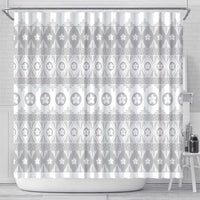 Tonga White Sunday Shower Curtain Tongan Ngatu Siale Pattern - Polynesian Pride