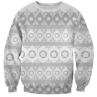 Tonga White Sunday Sweatshirt Tongan Ngatu Siale Pattern - Polynesian Pride