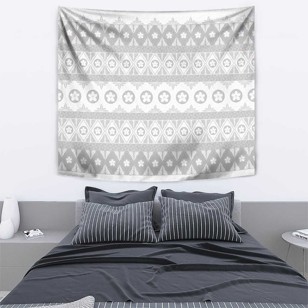 Tonga White Sunday Tapestry Tongan Ngatu Siale Pattern - Polynesian Pride