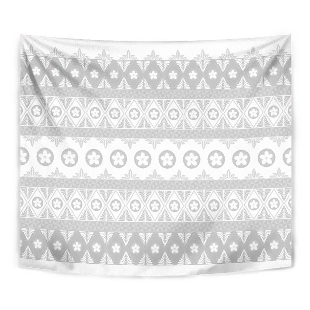 Tonga White Sunday Tapestry Tongan Ngatu Siale Pattern - Polynesian Pride