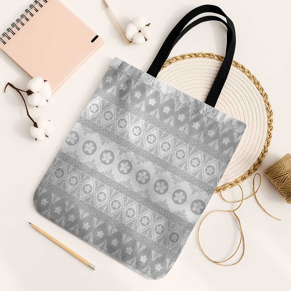 Tonga White Sunday Tote Bag Tongan Ngatu Siale Pattern - Polynesian Pride