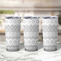 Tonga White Sunday Tumbler Cup Tongan Ngatu Siale Pattern - Polynesian Pride