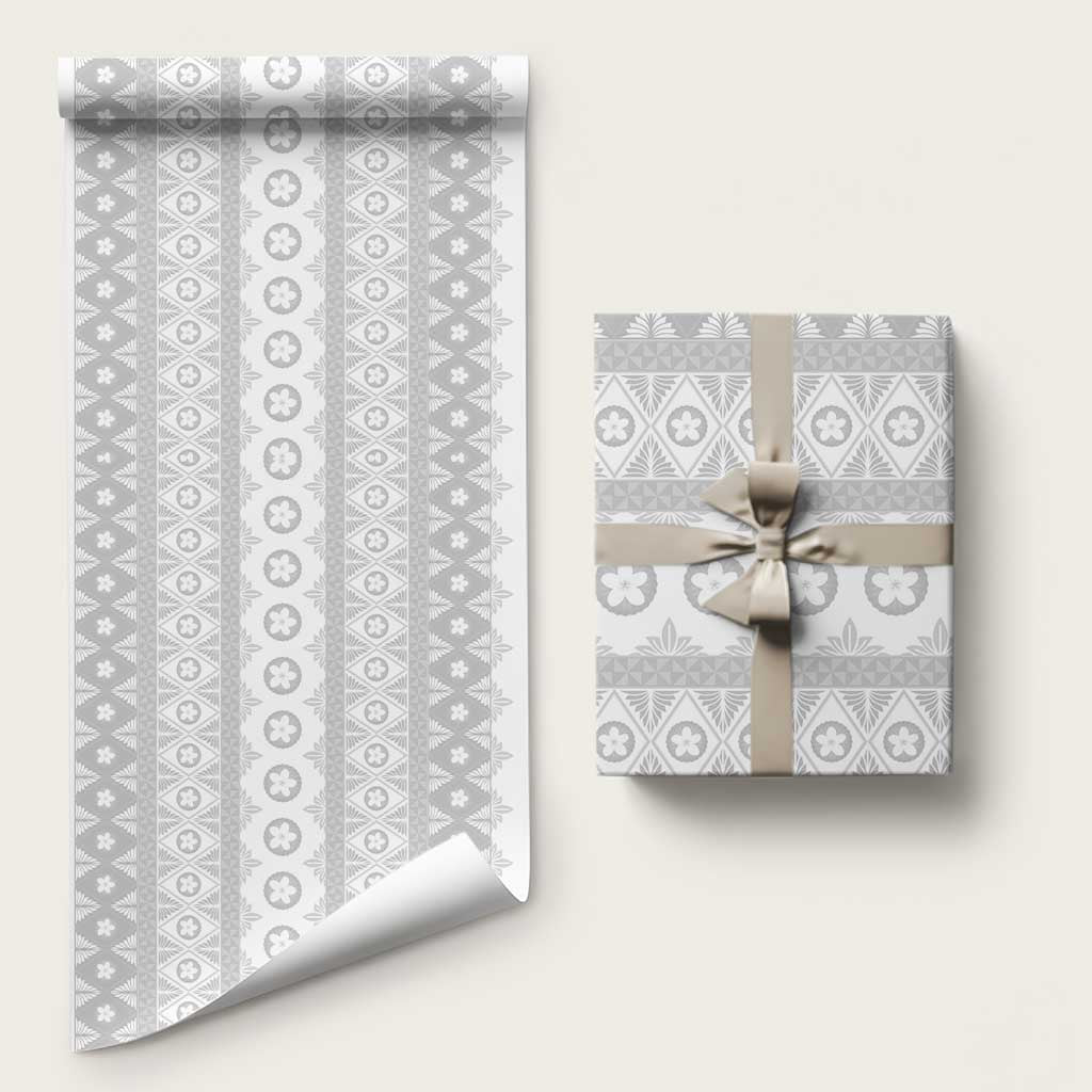 Tonga White Sunday Wrapping Paper Tongan Ngatu Siale Pattern - Polynesian Pride