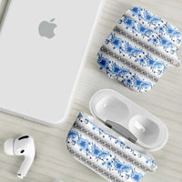 Samoa White Sunday AirPods Case Samoan Tapa Blue Hibiscus - Polynesian Pride
