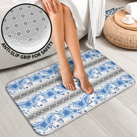 Samoa White Sunday Bathroom Set Samoan Tapa Blue Hibiscus - Polynesian Pride