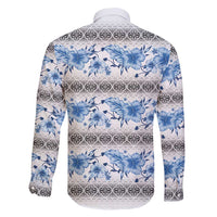 Samoa White Sunday Family Matching Tank Maxi Dress and Hawaiian Shirt Samoan Tapa Blue Hibiscus - Polynesian Pride