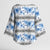 Samoa White Sunday Kimono Sleeve Blouse Samoan Tapa Blue Hibiscus - Polynesian Pride