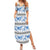 Samoa White Sunday Summer Maxi Dress Samoan Tapa Blue Hibiscus - Polynesian Pride