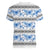 Samoa White Sunday Women V-Neck T-Shirt Samoan Tapa Blue Hibiscus - Polynesian Pride
