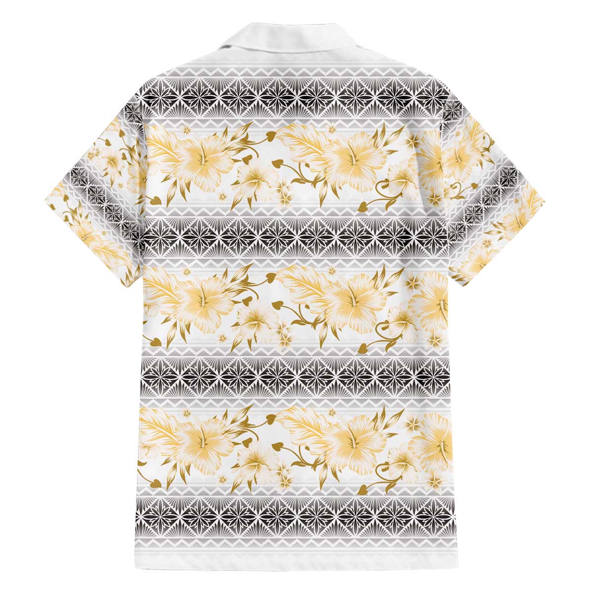 Samoa White Sunday Family Matching Off The Shoulder Long Sleeve Dress and Hawaiian Shirt Samoan Tapa Yellow Hibiscus - Polynesian Pride