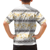 Samoa White Sunday Family Matching Tank Maxi Dress and Hawaiian Shirt Samoan Tapa Yellow Hibiscus - Polynesian Pride