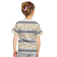 Samoa White Sunday Kid T Shirt Samoan Tapa Yellow Hibiscus - Polynesian Pride