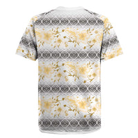 Samoa White Sunday Rugby Jersey Samoan Tapa Yellow Hibiscus - Polynesian Pride
