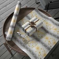 Samoa White Sunday Wrapping Paper Samoan Tapa Yellow Hibiscus - Polynesian Pride