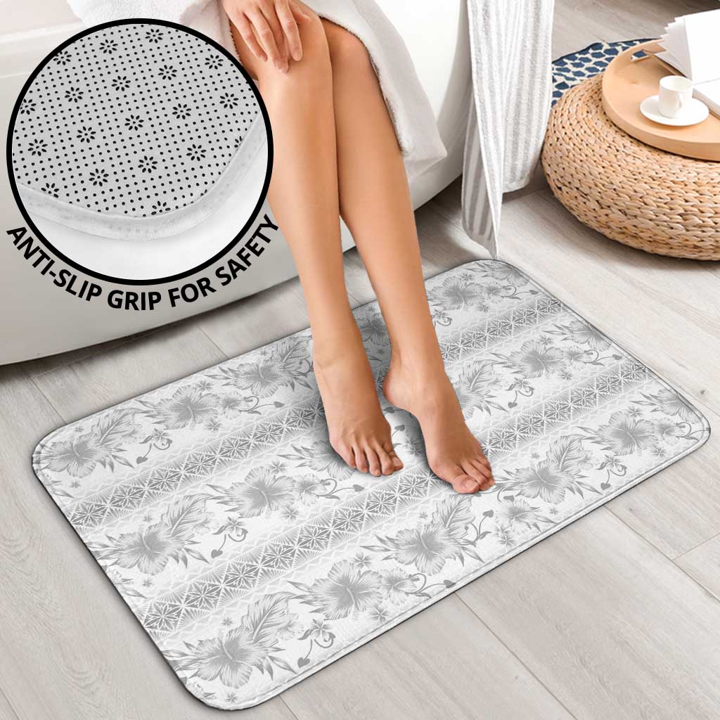 Samoa White Sunday Bathroom Set Samoan Tapa White Hibiscus - Polynesian Pride