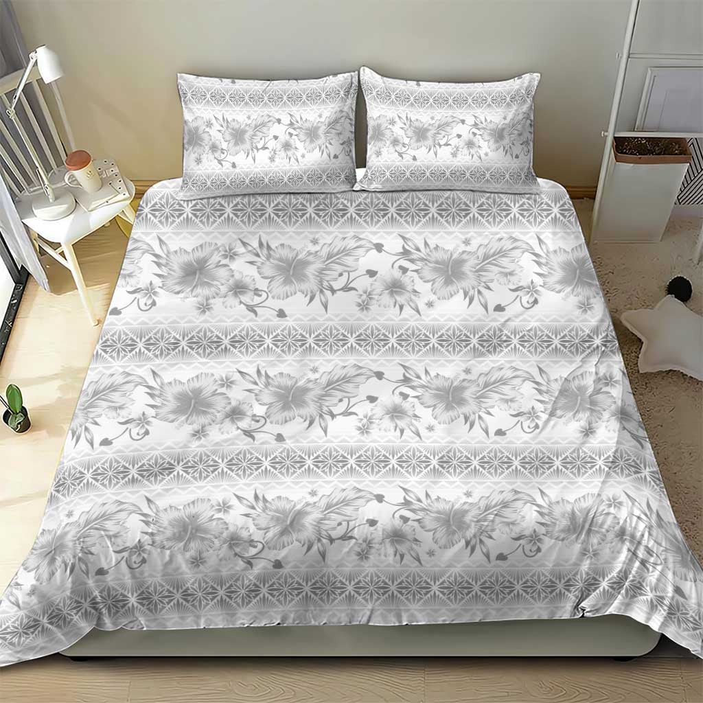 Samoa White Sunday Bedding Set Samoan Tapa White Hibiscus - Polynesian Pride