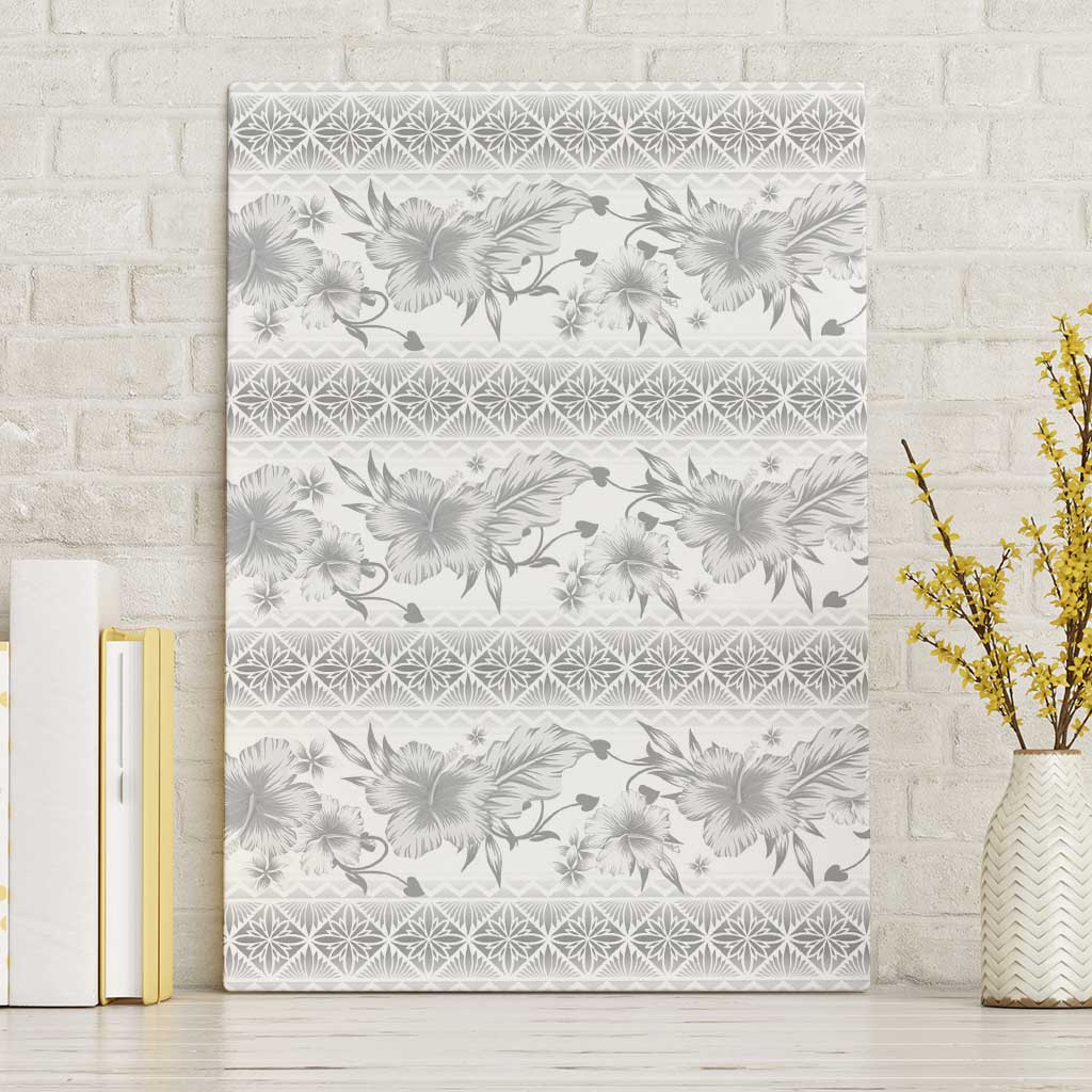 Samoa White Sunday Canvas Wall Art Samoan Tapa White Hibiscus - Polynesian Pride