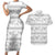 Samoa White Sunday Couples Matching Short Sleeve Bodycon Dress and Hawaiian Shirt Samoan Tapa White Hibiscus - Polynesian Pride