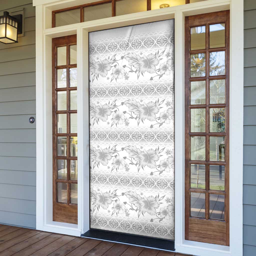 Samoa White Sunday Door Cover Samoan Tapa White Hibiscus - Polynesian Pride