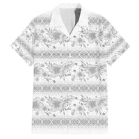 Samoa White Sunday Family Matching Long Sleeve Bodycon Dress and Hawaiian Shirt Samoan Tapa White Hibiscus - Polynesian Pride