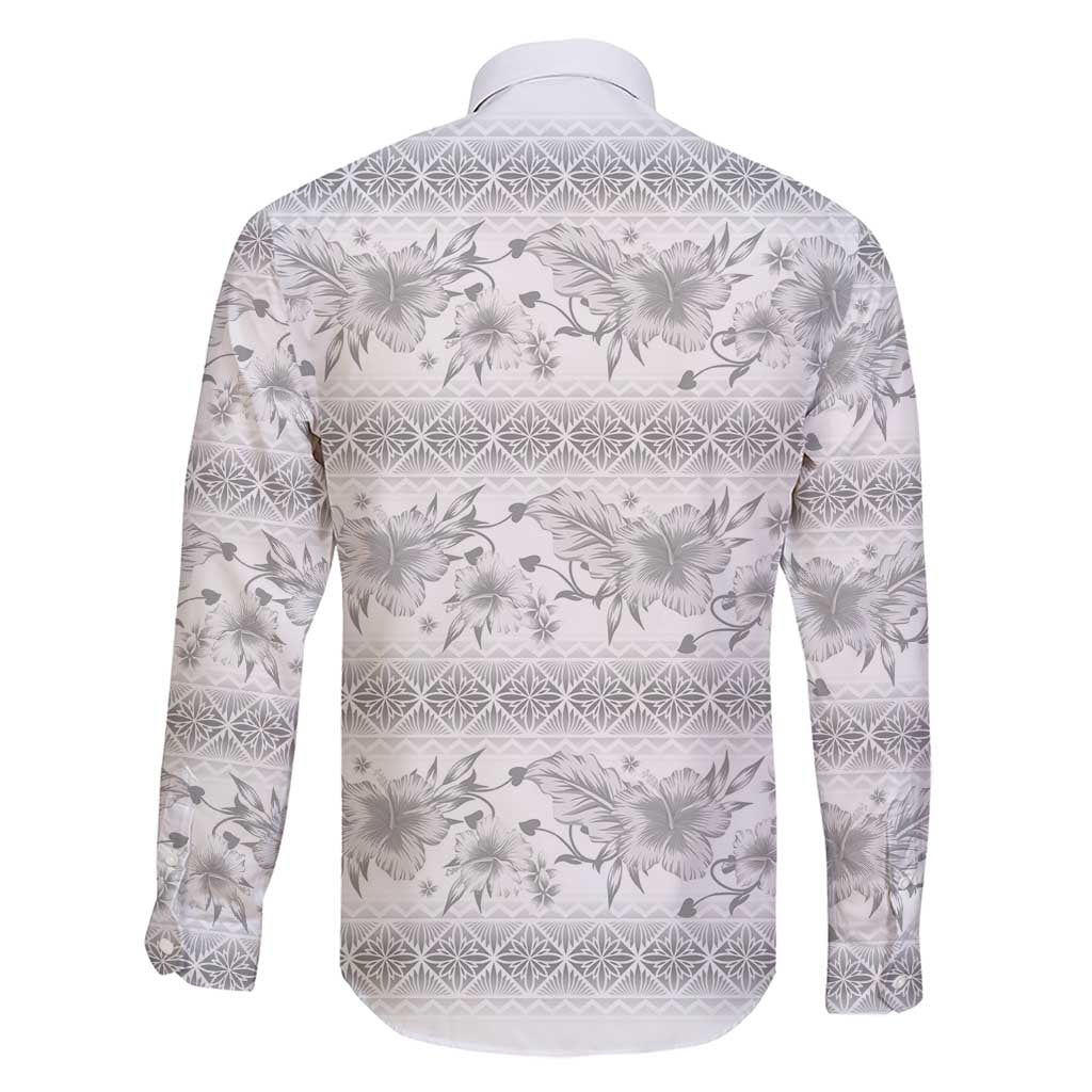 Samoa White Sunday Family Matching Short Sleeve Bodycon Dress and Hawaiian Shirt Samoan Tapa White Hibiscus - Polynesian Pride