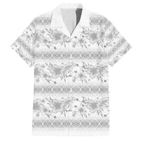 Samoa White Sunday Family Matching Summer Maxi Dress and Hawaiian Shirt Samoan Tapa White Hibiscus - Polynesian Pride