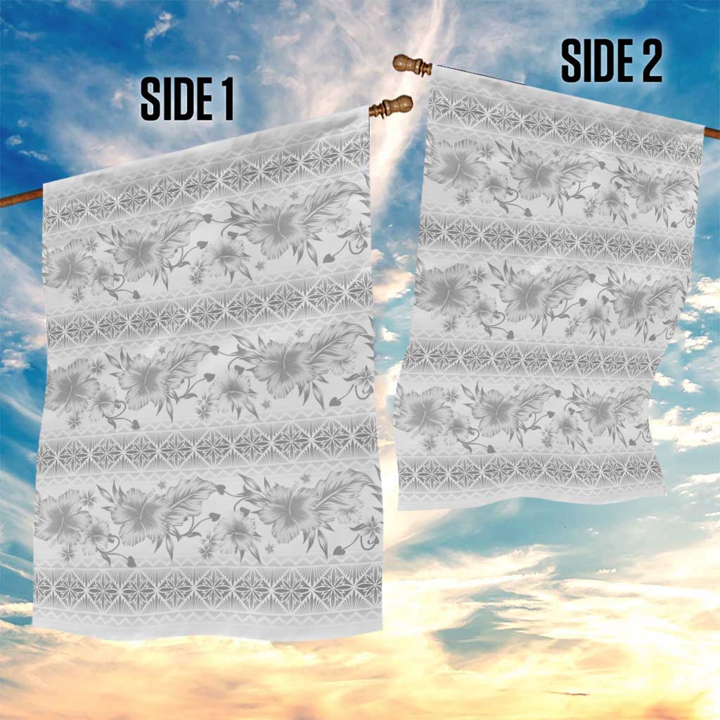 Samoa White Sunday Garden Flag Samoan Tapa White Hibiscus - Polynesian Pride