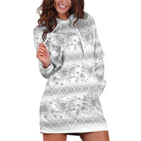 Samoa White Sunday Hoodie Dress Samoan Tapa White Hibiscus - Polynesian Pride
