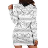 Samoa White Sunday Hoodie Dress Samoan Tapa White Hibiscus - Polynesian Pride
