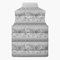 Samoa White Sunday Sleeveless Puffer Jacket Samoan Tapa White Hibiscus - Polynesian Pride