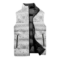 Samoa White Sunday Sleeveless Puffer Jacket Samoan Tapa White Hibiscus - Polynesian Pride