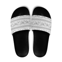 Samoa White Sunday Slide Sandals Samoan Tapa White Hibiscus - Polynesian Pride