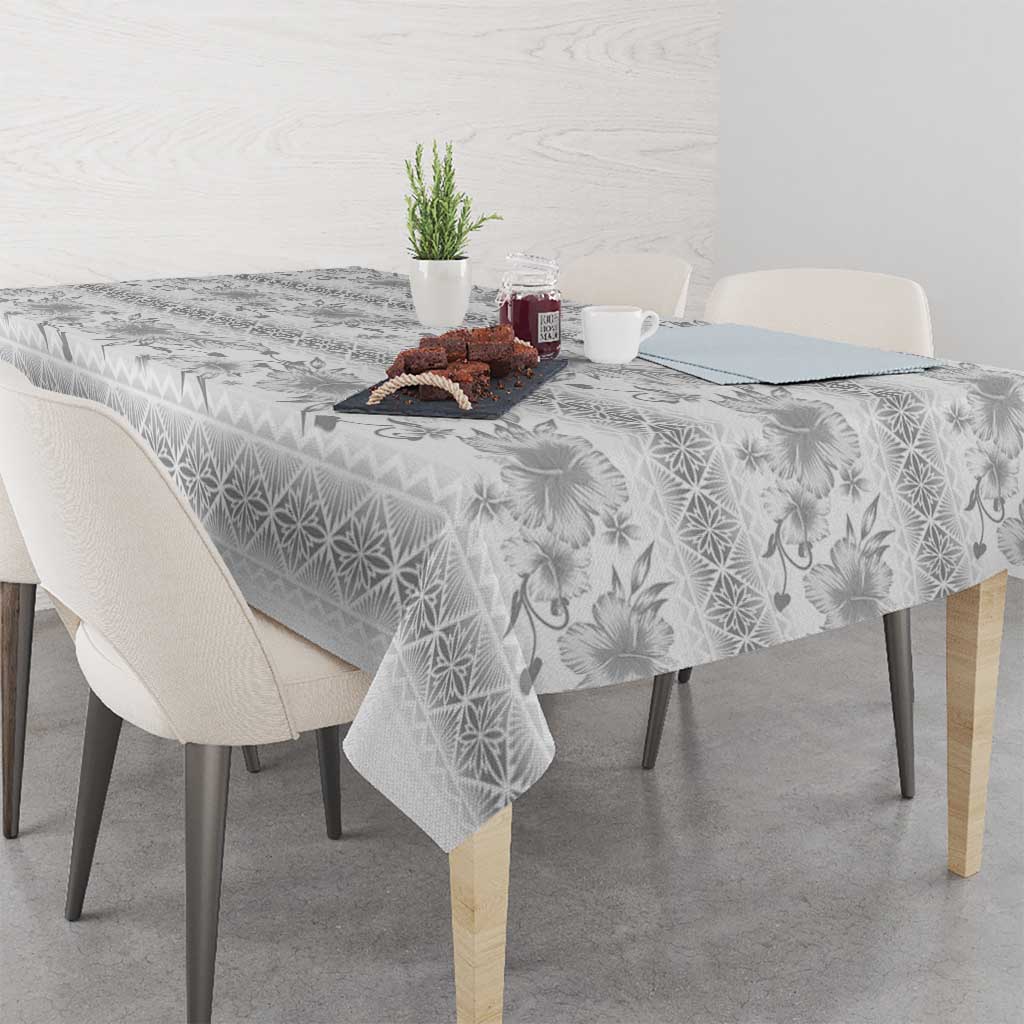 Samoa White Sunday Tablecloth Samoan Tapa White Hibiscus - Polynesian Pride