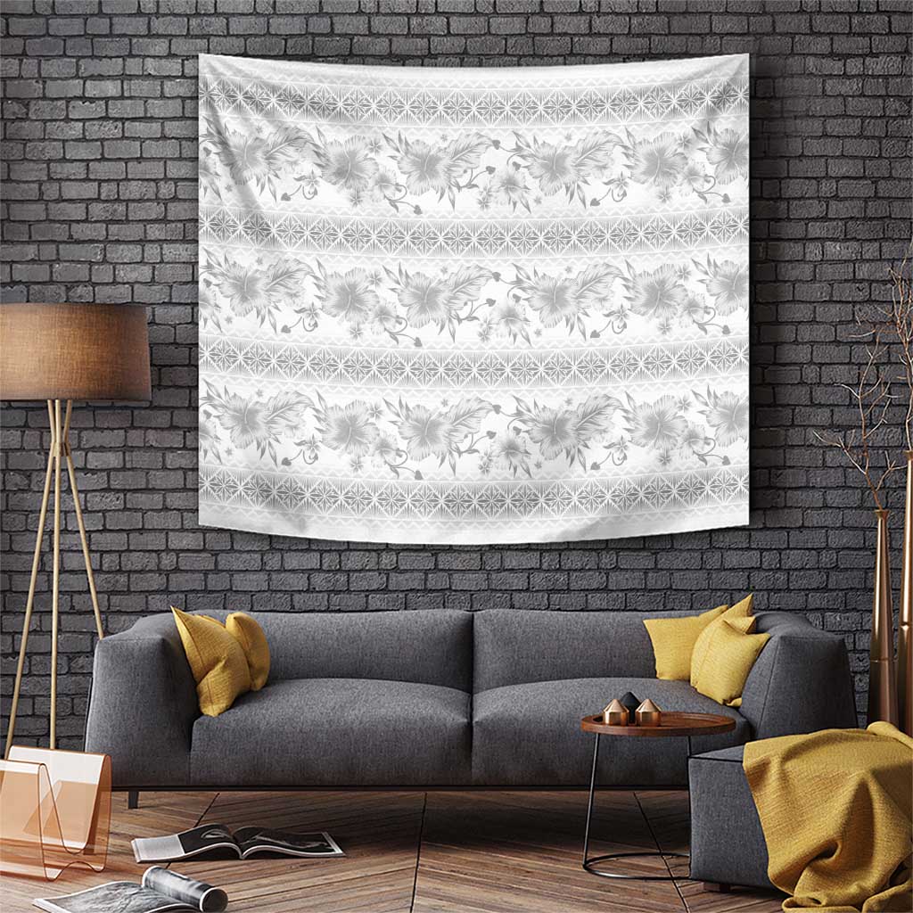 Samoa White Sunday Tapestry Samoan Tapa White Hibiscus - Polynesian Pride
