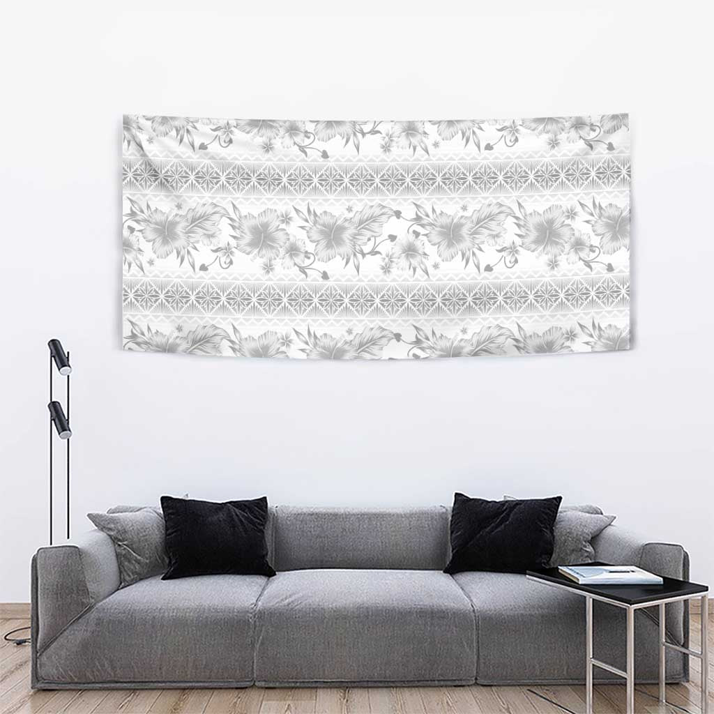 Samoa White Sunday Tapestry Samoan Tapa White Hibiscus - Polynesian Pride