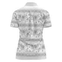 Samoa White Sunday Women Polo Shirt Samoan Tapa White Hibiscus - Polynesian Pride