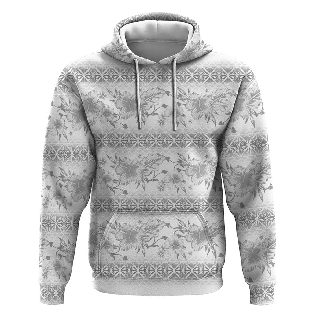 Samoa White Sunday Zip Hoodie Samoan Tapa White Hibiscus - Polynesian Pride