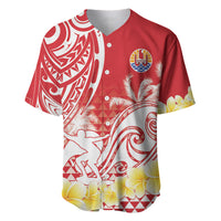 Personalised Tahiti Surfing Baseball Jersey Polynesian Style LT05 Red - Polynesian Pride